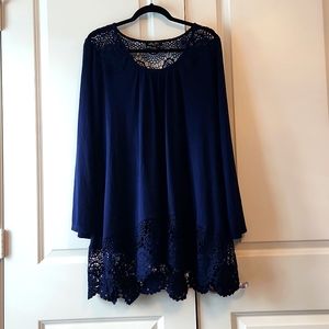 Lace Floral Navy 1X top by Melissa Paige